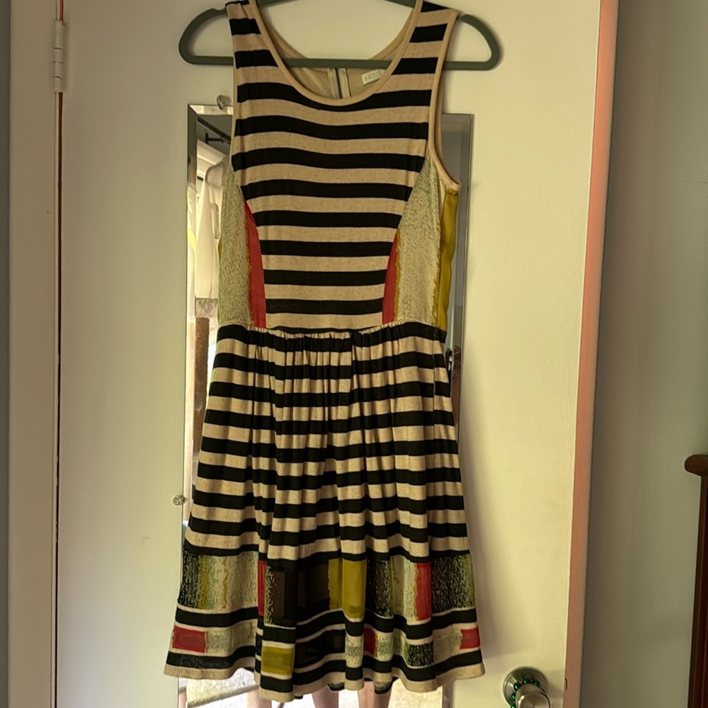 Pre-owned Anthro San & Soni multi-pattern dress, size S